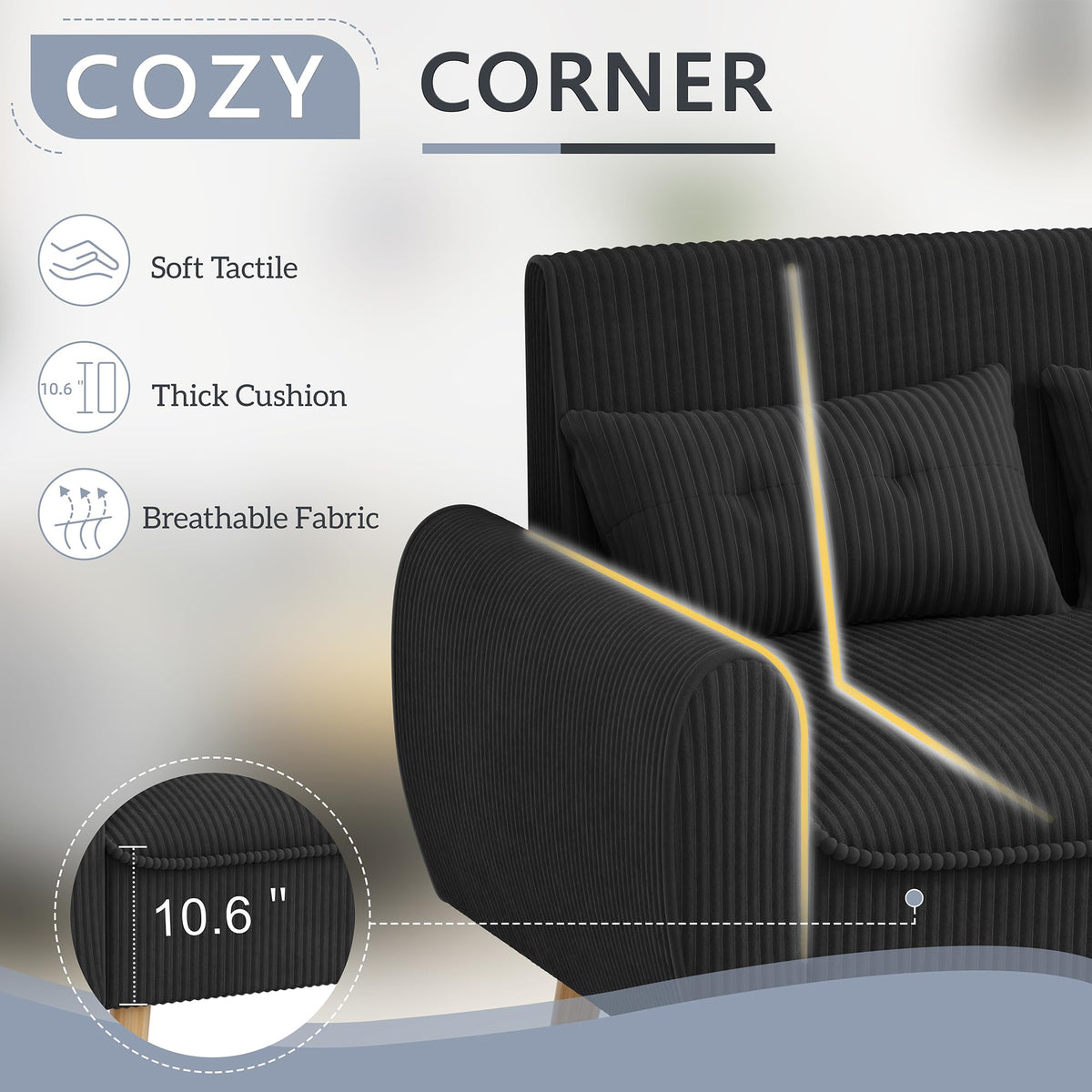 Black Upholstered Loveseat
