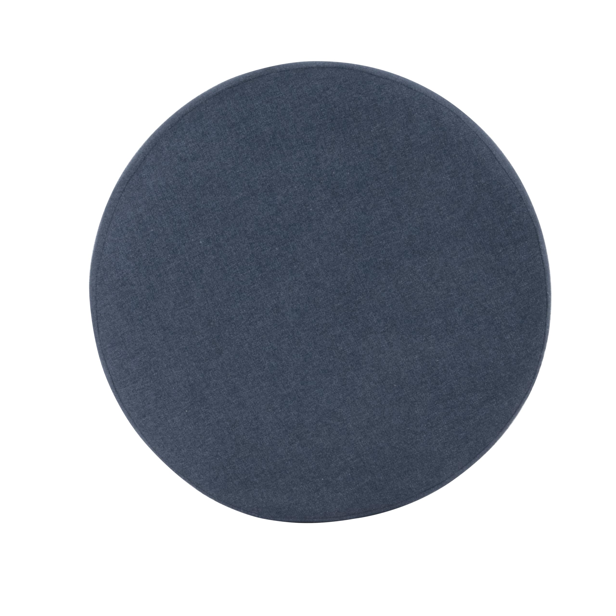 Round Upholstered Ottoman with Wood Base