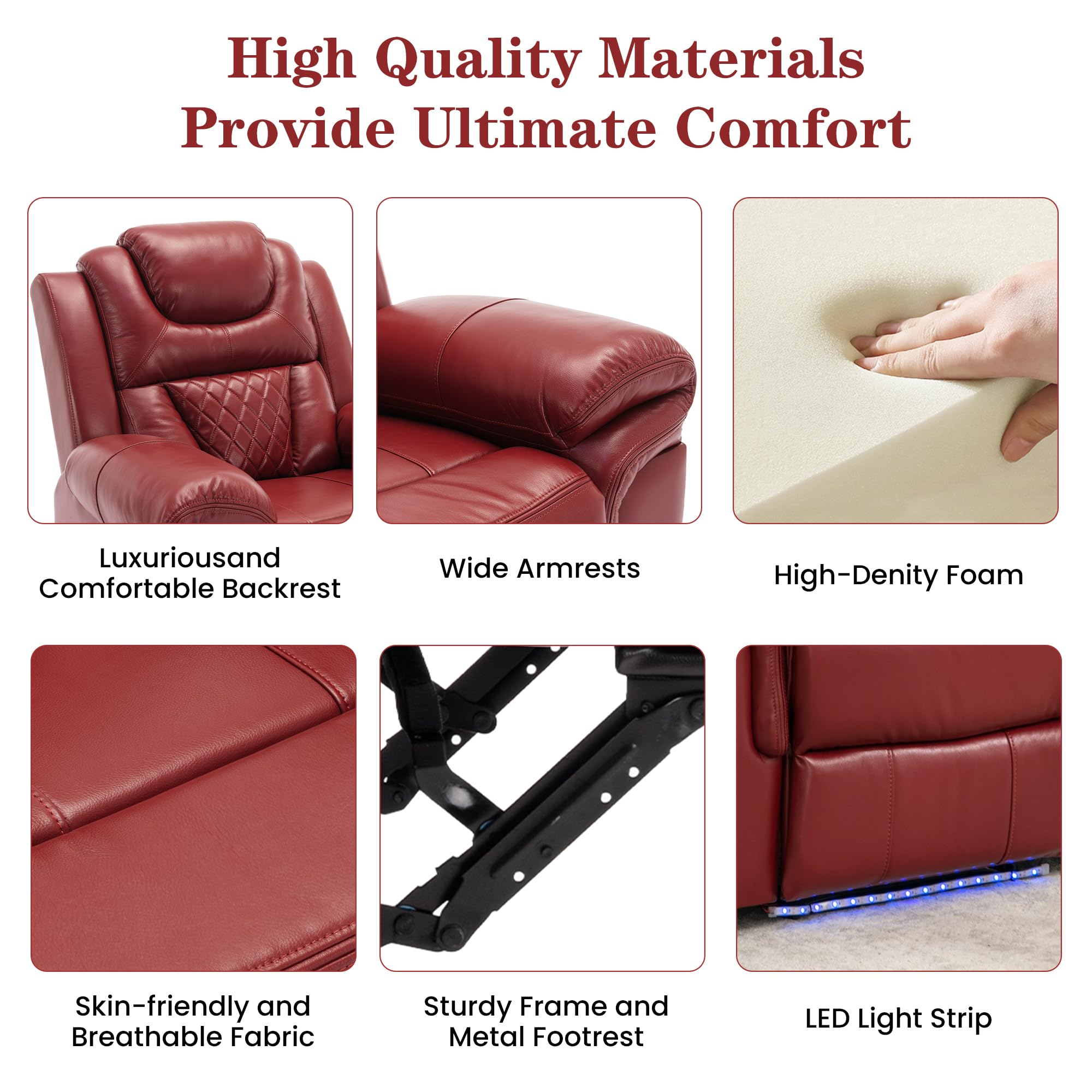 Manual Recliner Loveseat with LED Light Strip