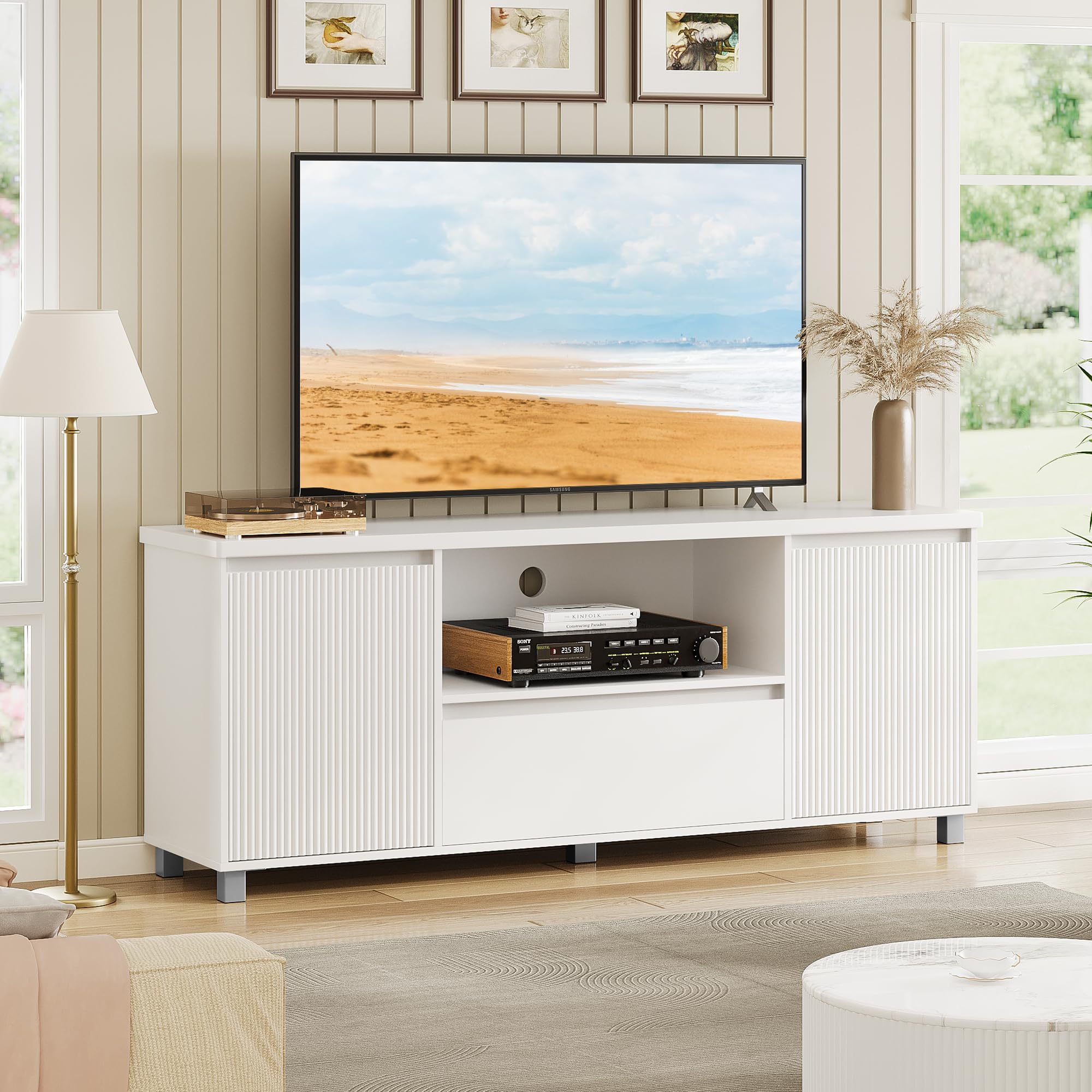 63" Fluted TV Stand with Storage
