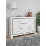 Signature Design by Ashley Altyra Modern Glam 6 Drawer Dresser, Whitewash