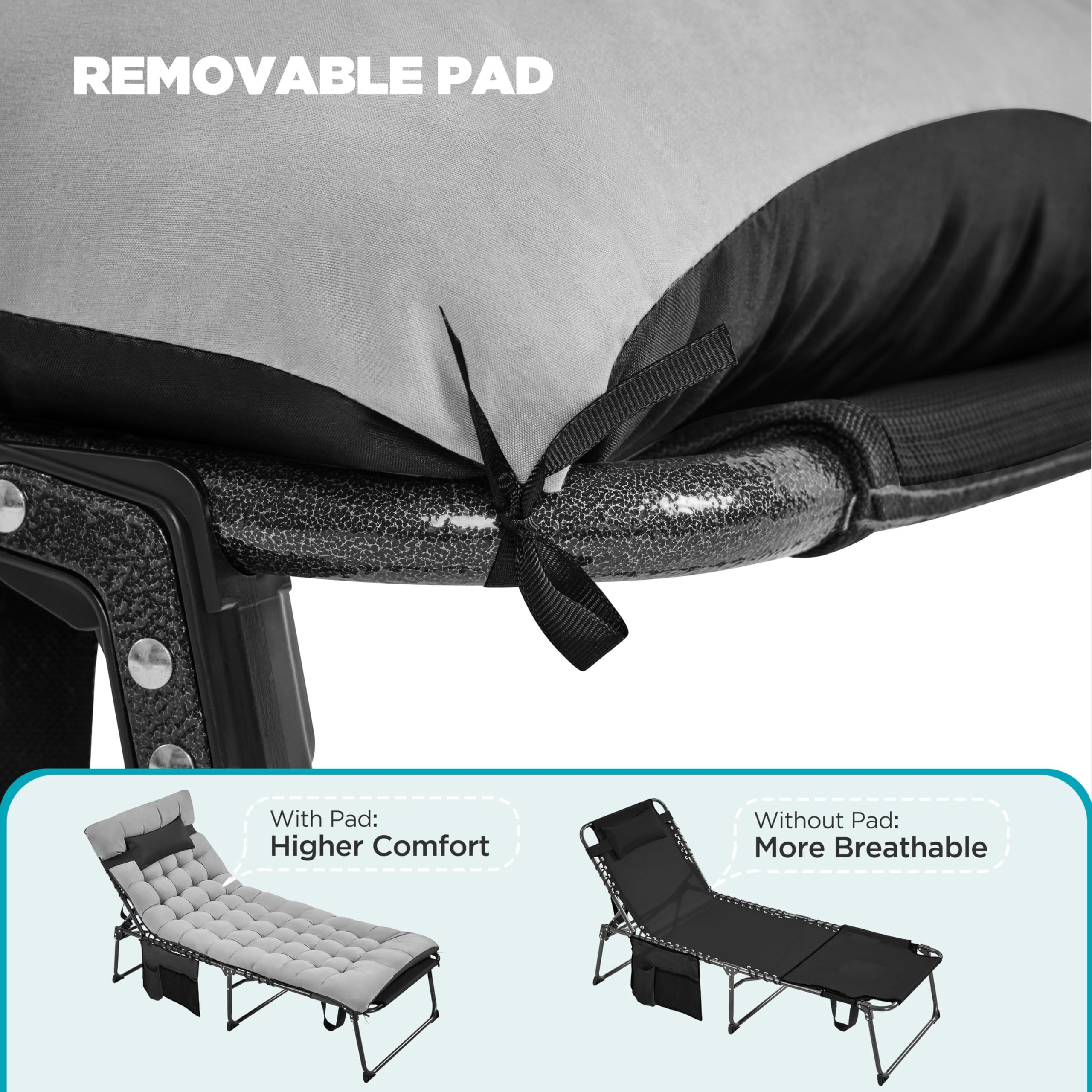 5-Position Folding Tanning Lounge Chair