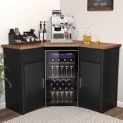 Corner Bar Cabinet with Fridge Space & Storage