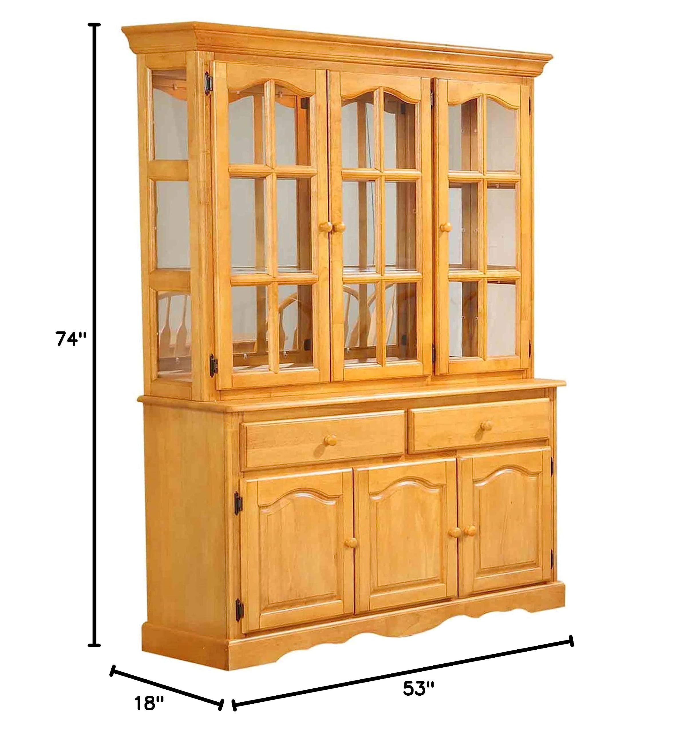 Oak Buffet and Lighted Hutch China Cabinet