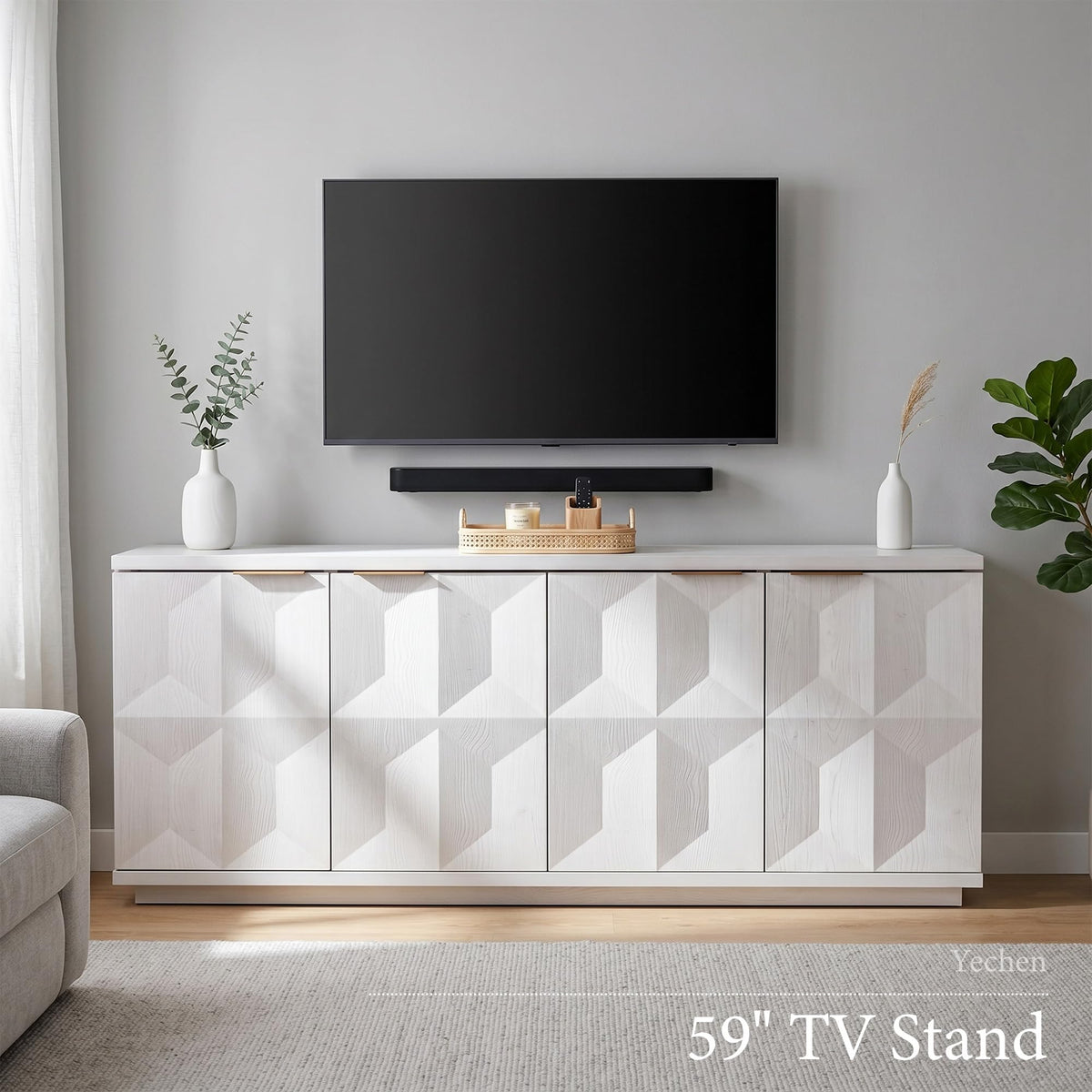White Oak Geometric Sideboard