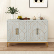 Green 4-Door Sideboard with Gold Trim