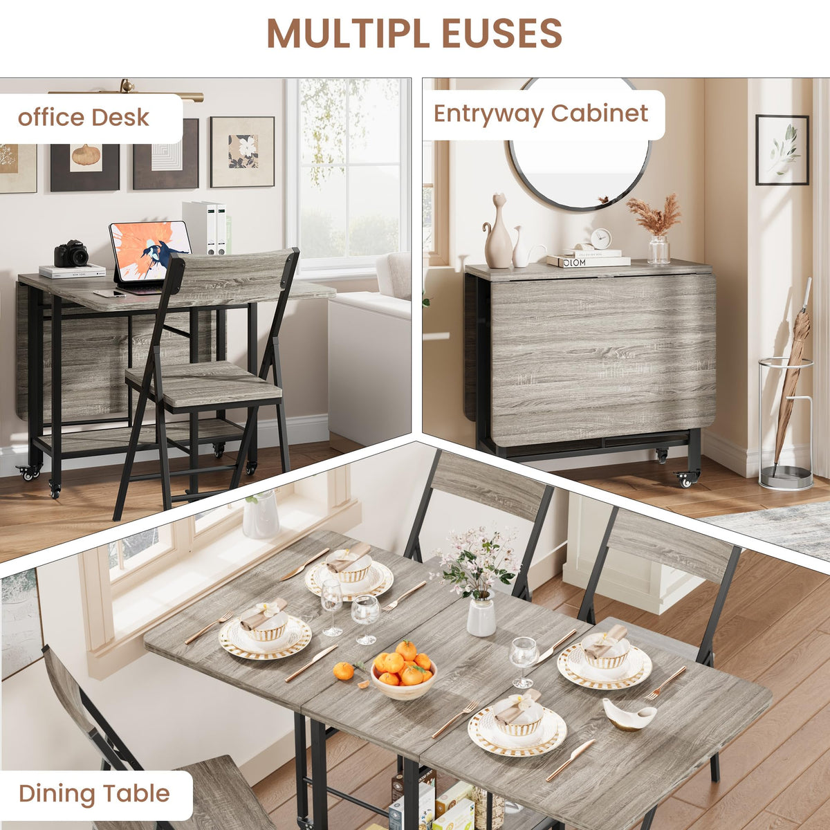 Folding Dining Set with Casters