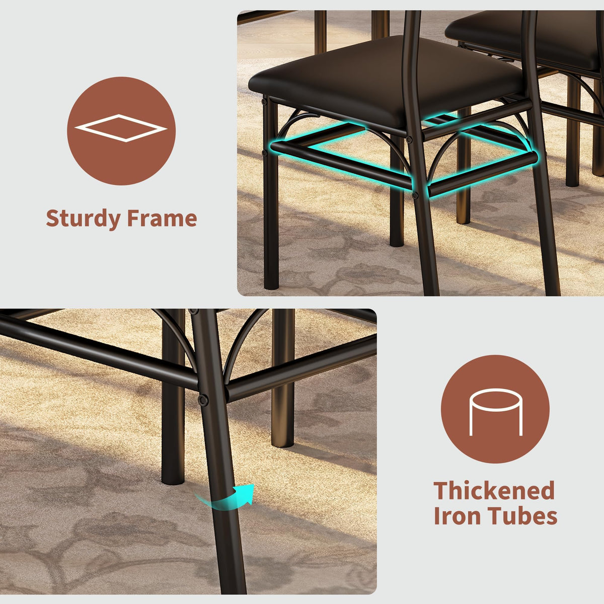 OUTLANE 5-Piece Rustic Dining Table Set for 4,Kitchen & Dining Room Sets