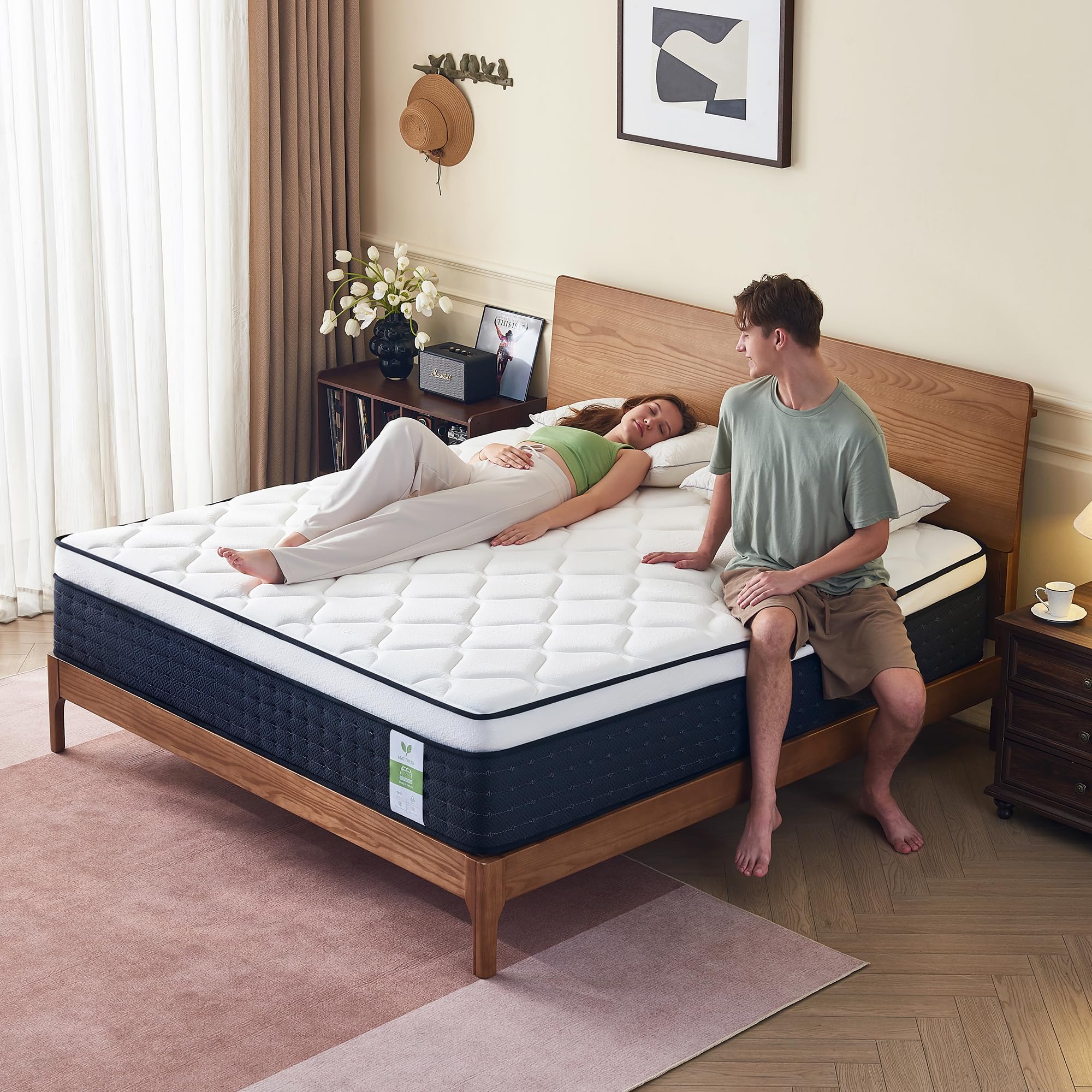 Yantan 14 Inch Queen Mattress: Upgraded Hybrid Queen Size Mattress with Pocket Springs for Pressure Relief, Memory Foam Queen Bed Mattress in a Box for Motion Isolation, Medium Plush, CertiPUR-US