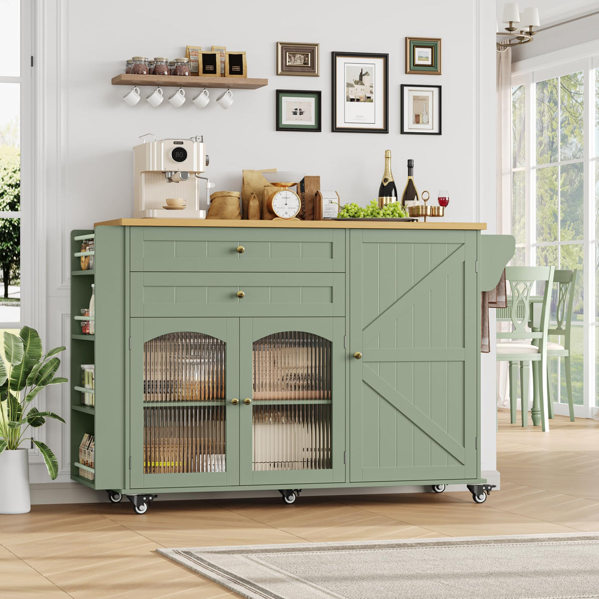 Green Rolling Kitchen Island