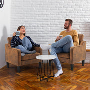 VINGLI Accent Chairs Set of 2 Living Room Chairs Rustic Reading Chair for Bedroom Scooped Arm Chair Mid Century Modern Accent Chairs Upholstered Comfy Chair for Apartment, Waiting Room