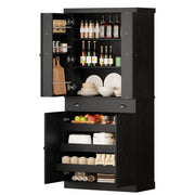 Kitchen Pantry Cabinet with Drawer & Sliding Racks, 72" H