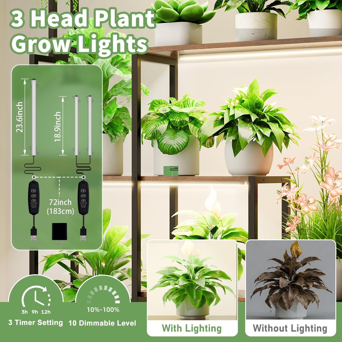 5-Tier Plant Stand with Grow Lights