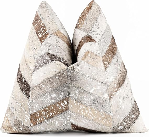 Cowhide Leather Patchwork Throw Pillows