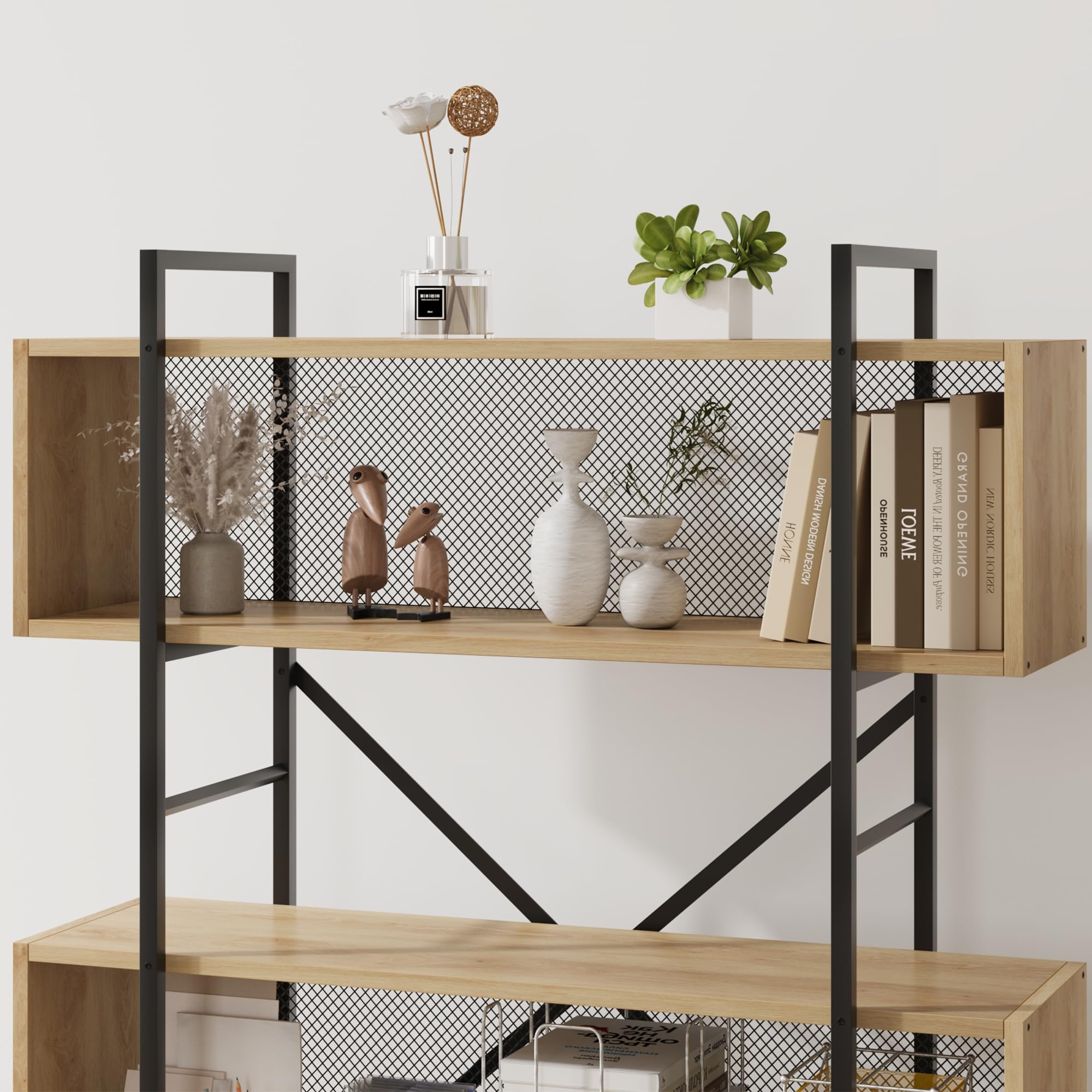 6-Tier Industrial Bookshelf, 71.3" Tall