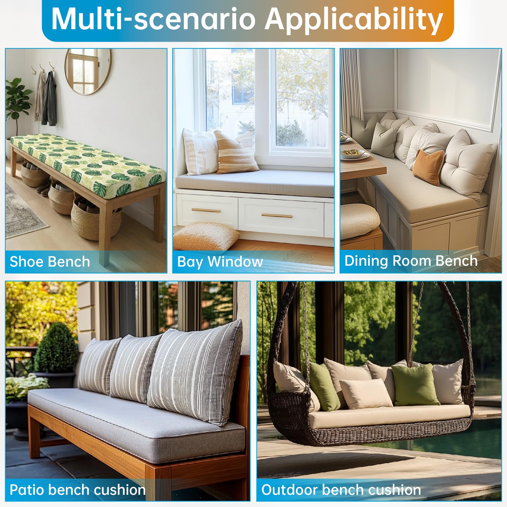 Custom Size Bench Cushion – Indoor & Outdoor