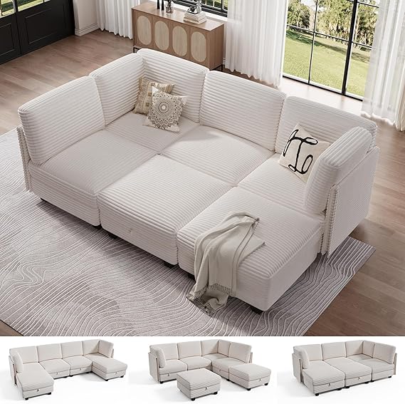 Modular Sectional Sofa with Adjustable Backrest