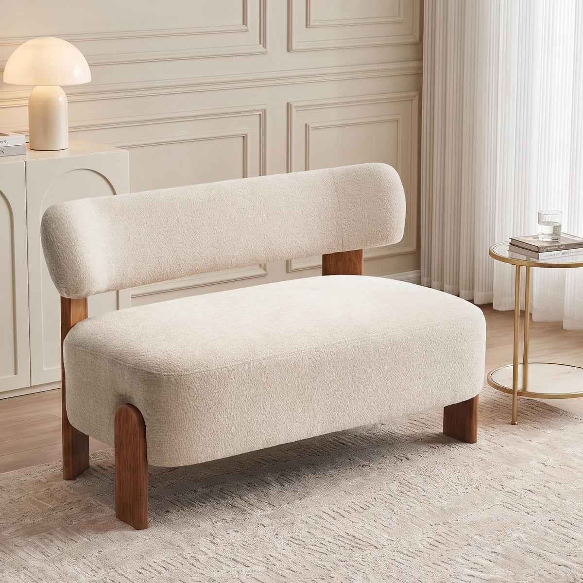 Upholstered Dining Bench with Backrest