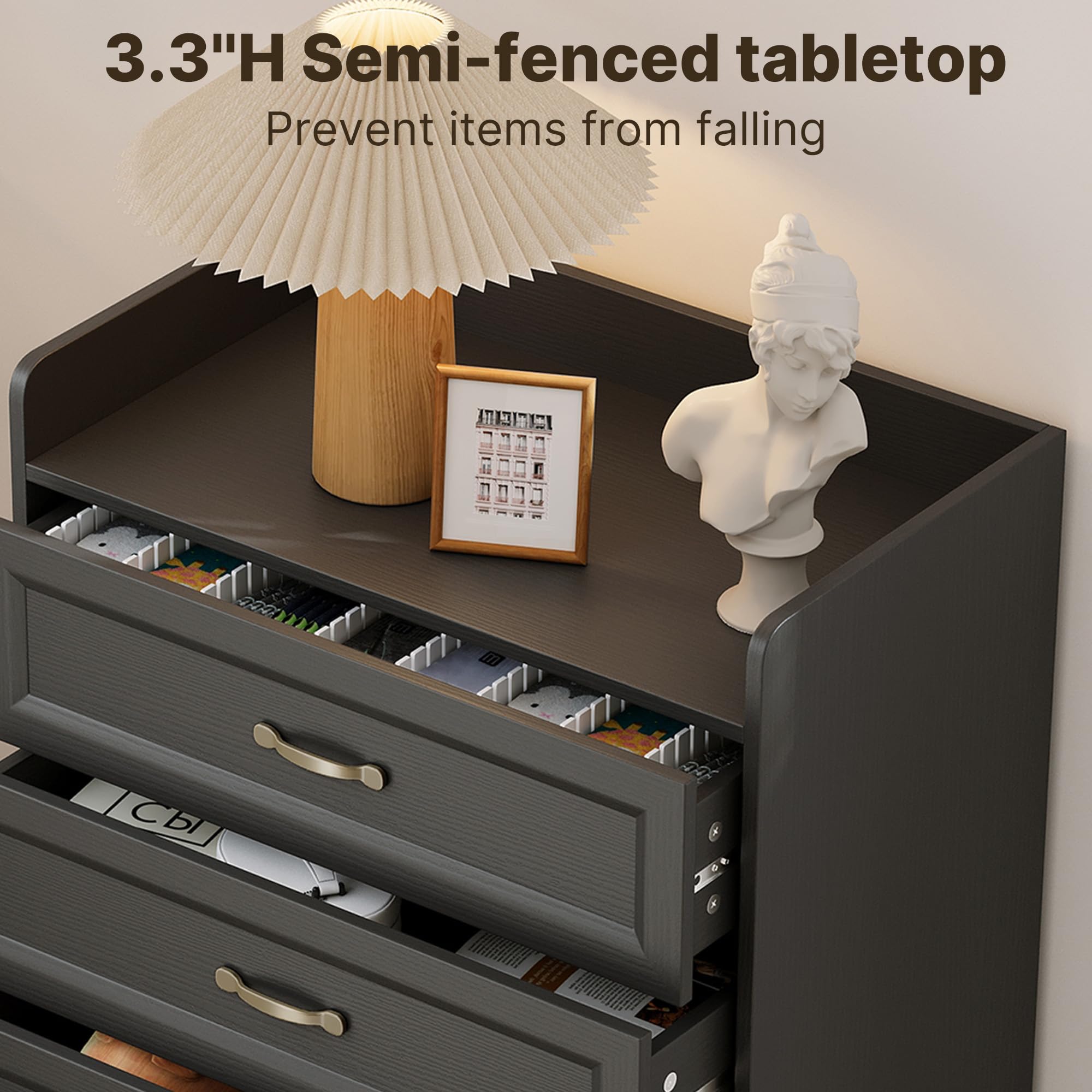 Gizoon 2-Piece Bedroom Furniture Set, 2-PC Dresser Set for Bedroom, Includes a 5 Drawer Dresser and a 6 Chest of Drawers, with Smooth Rail, Handles, Anti-Tipping, Large Storage Space, Black
