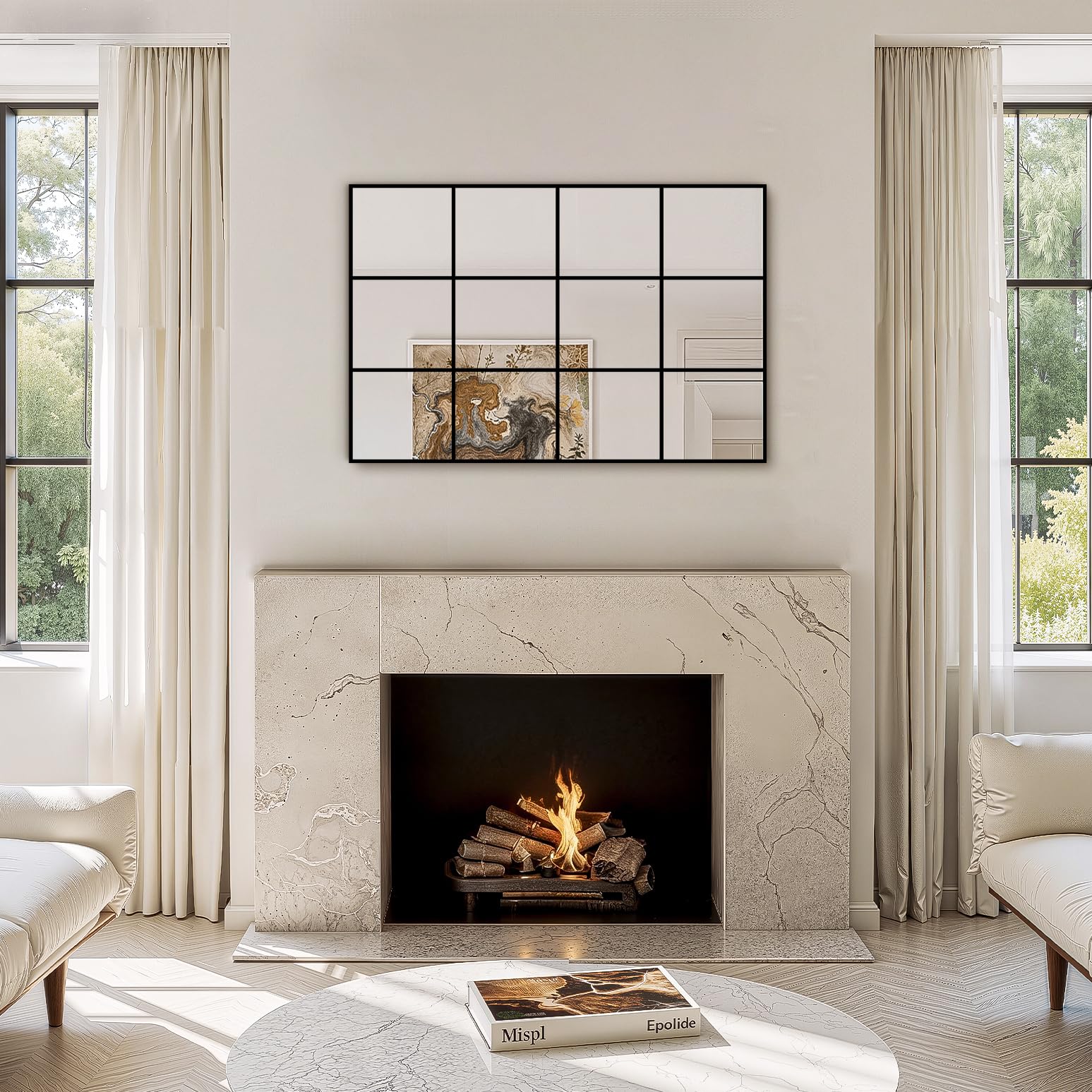 Windowpane Grid Wall Mirror