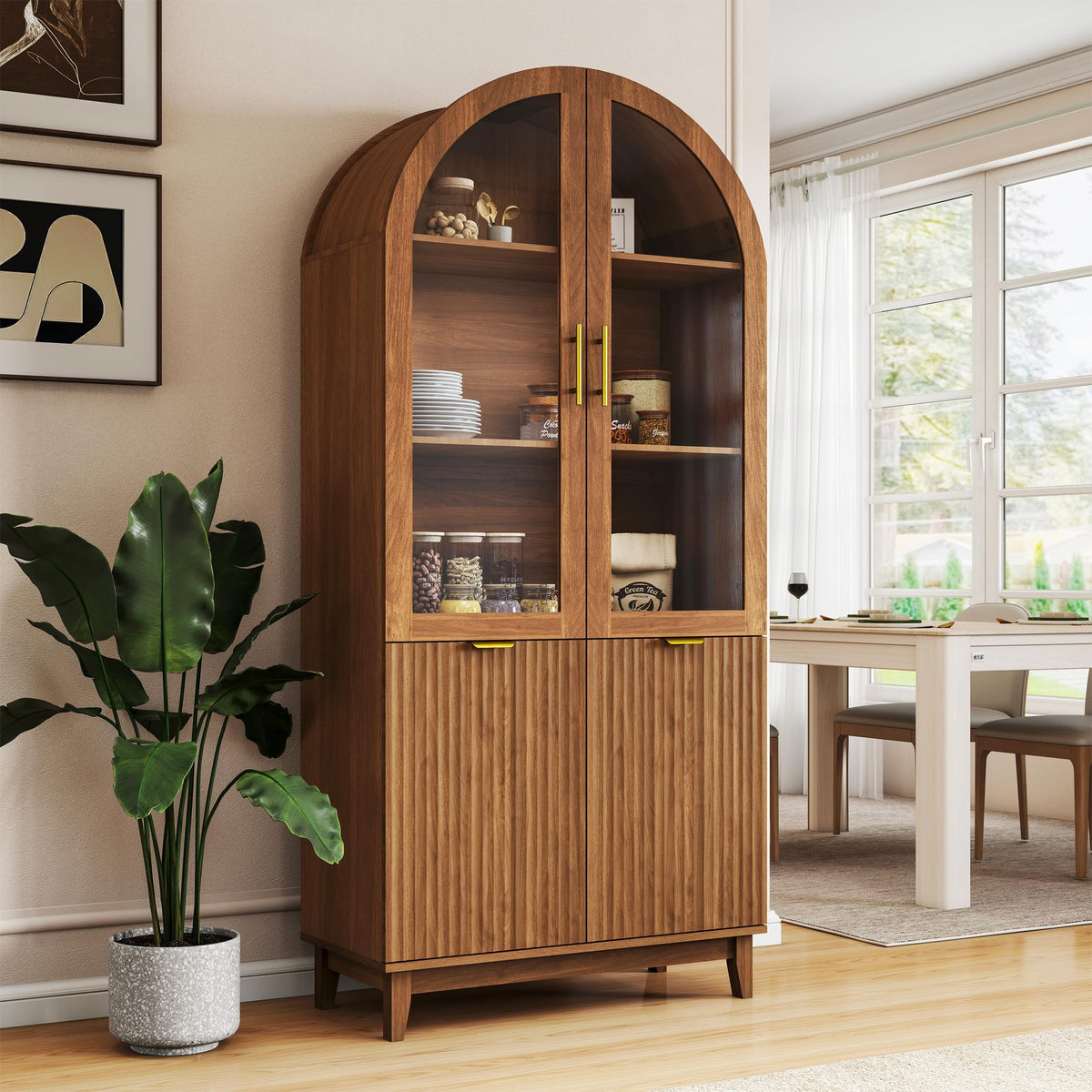 Arched Glass Door Cabinet