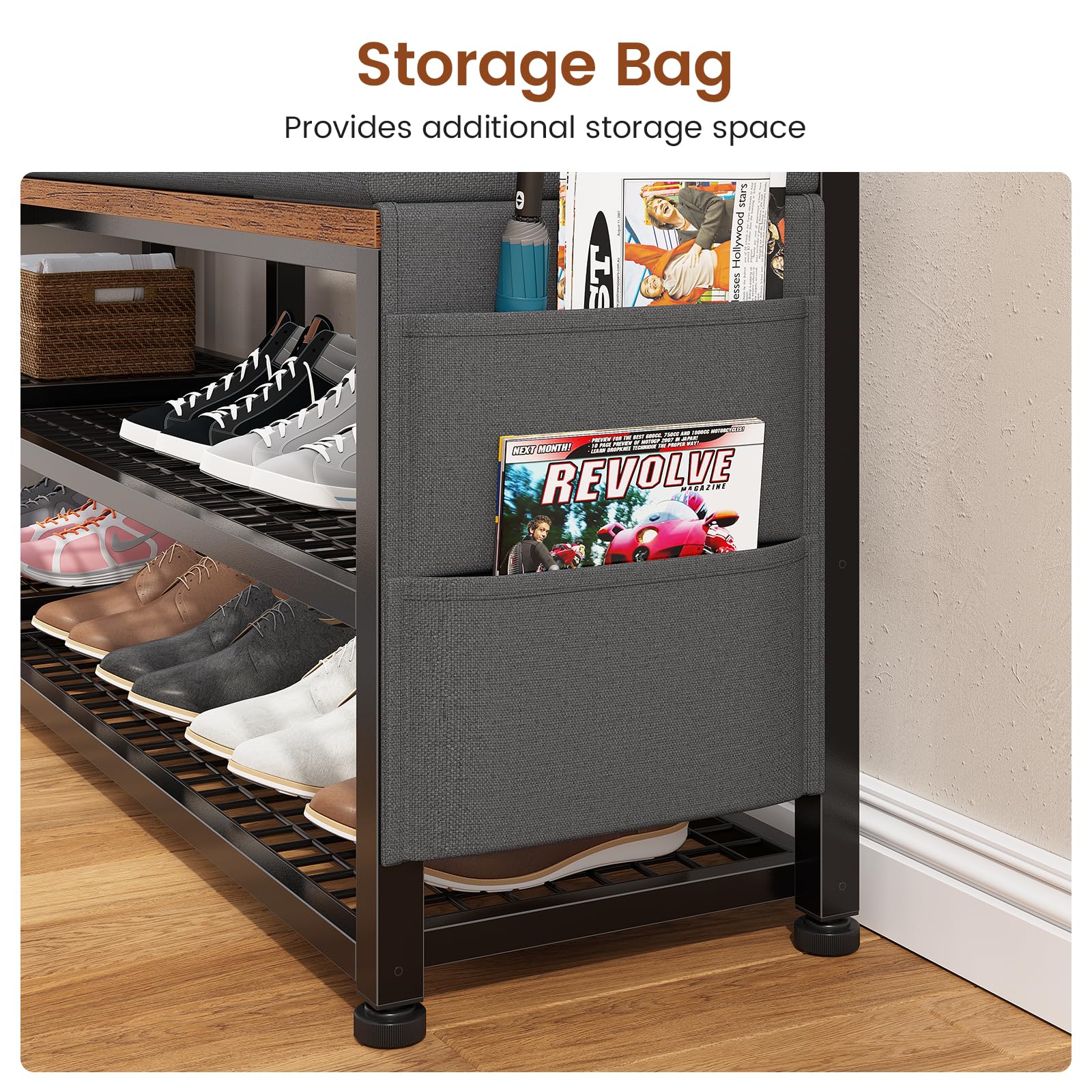 5-in-1 Hall Tree with Bench & Shoe Storage