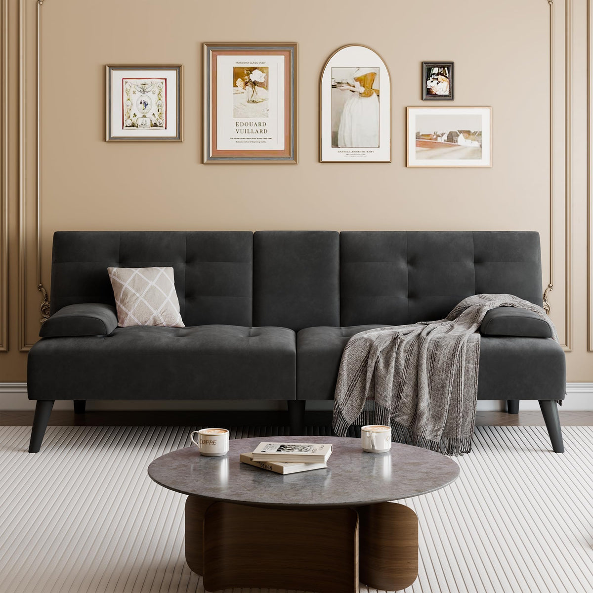 Futon Sofa Bed with Cup Holders