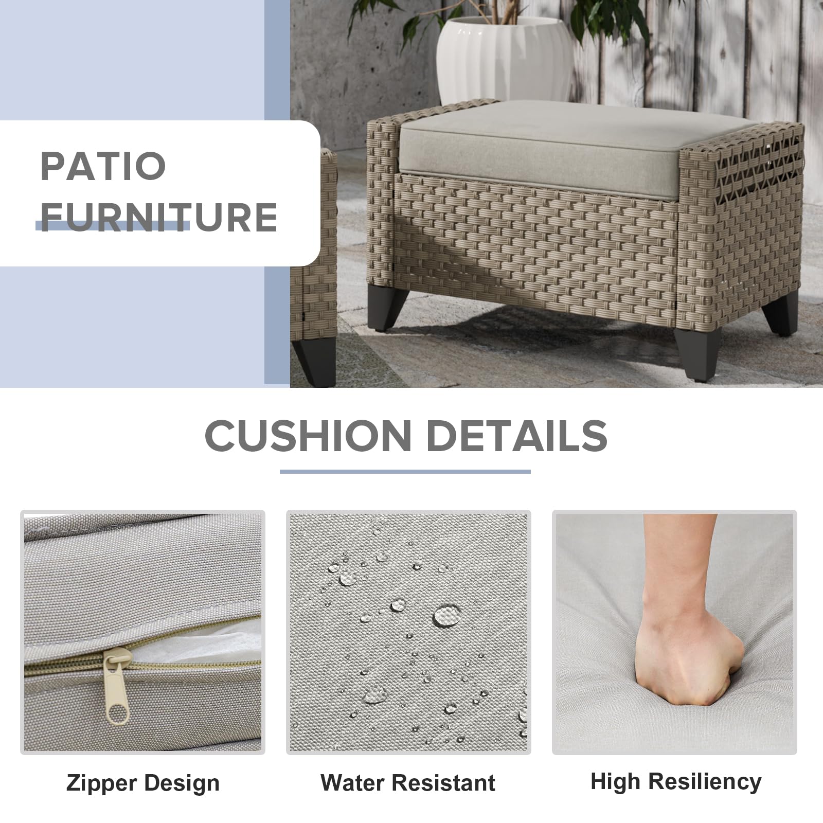 Outdoor Wicker Ottoman Set (2-Piece)