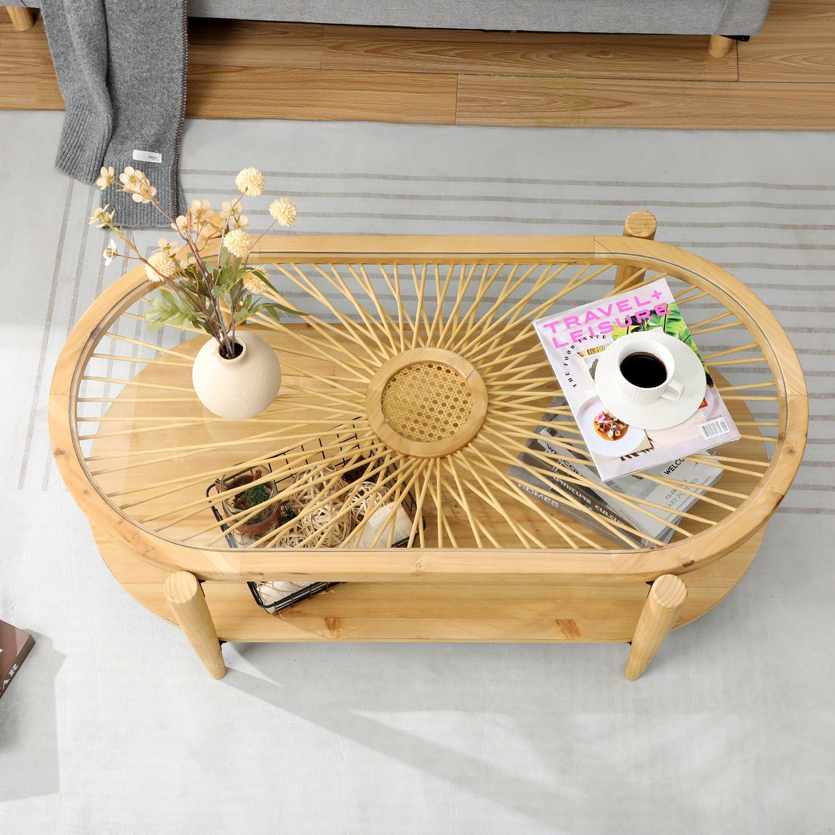 Oval Rattan Coffee Table