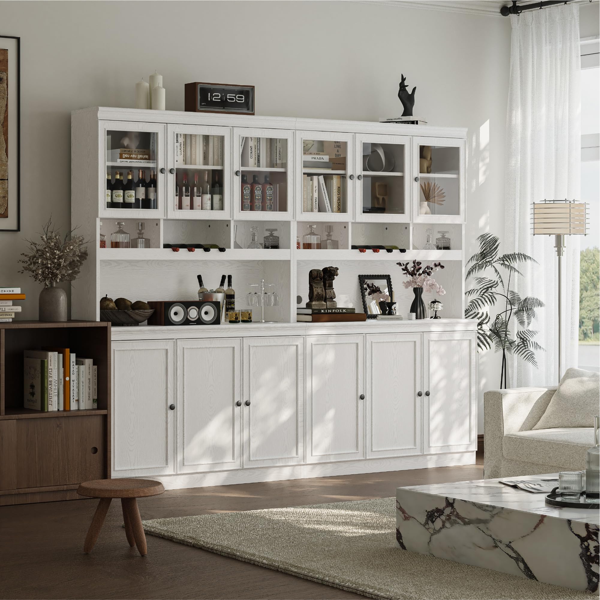 China Cabinet with Glass Doors & Microwave Stand