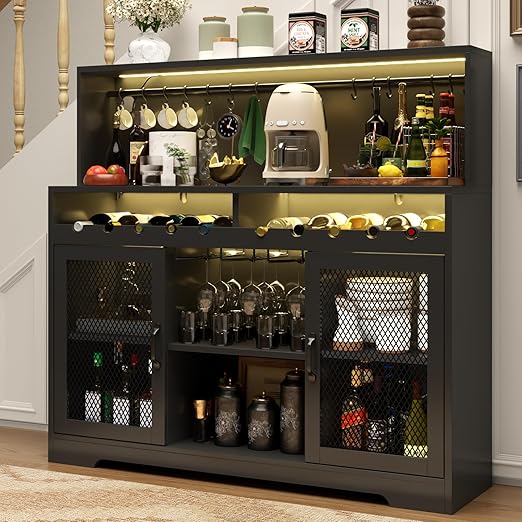Wine Bar Cabinet with LED Lighting