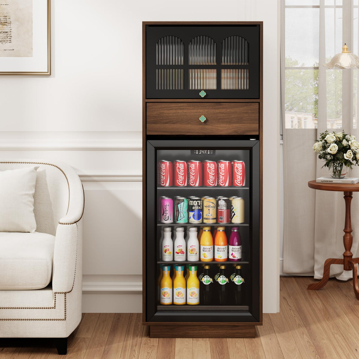 Bar Cabinet with Mini Fridge Space