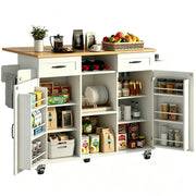 Rolling Kitchen Island with Drop Leaf & Storage