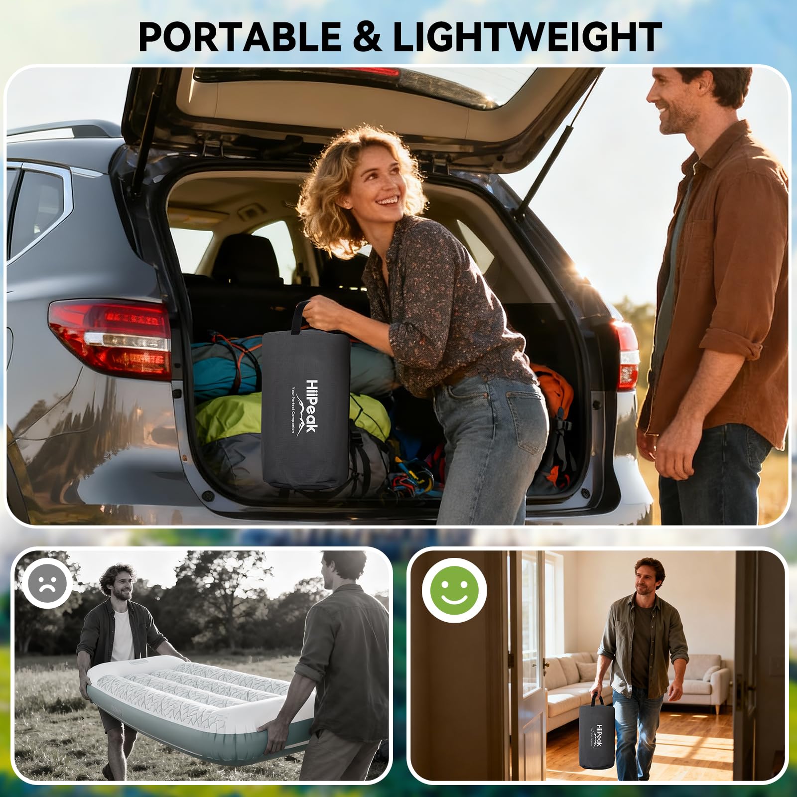 Self-Inflating TPU Air Mattress with Built-In Wireless Pump