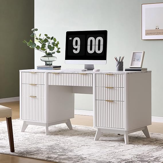 Fluted Desk with Charging Station
