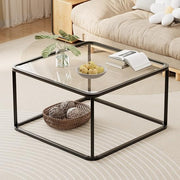Rounded-Corner Gold Glass Coffee Table