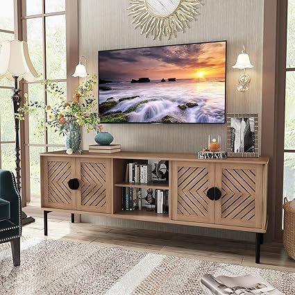 63" Modern TV Stand with Storage & Cabinet Doors