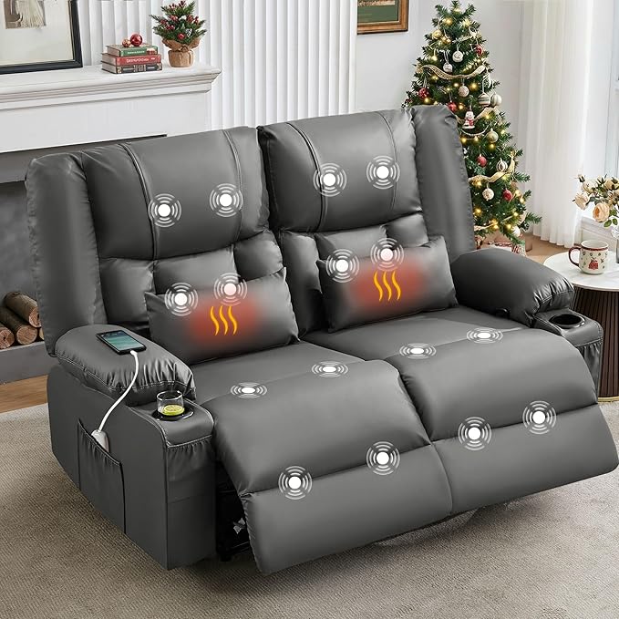Swivel Rocker Recliner Chair with Massage & Heat