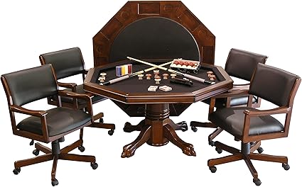 3-in-1 Game & Dining Table Set with 4 Rocker-Swivel Chairs