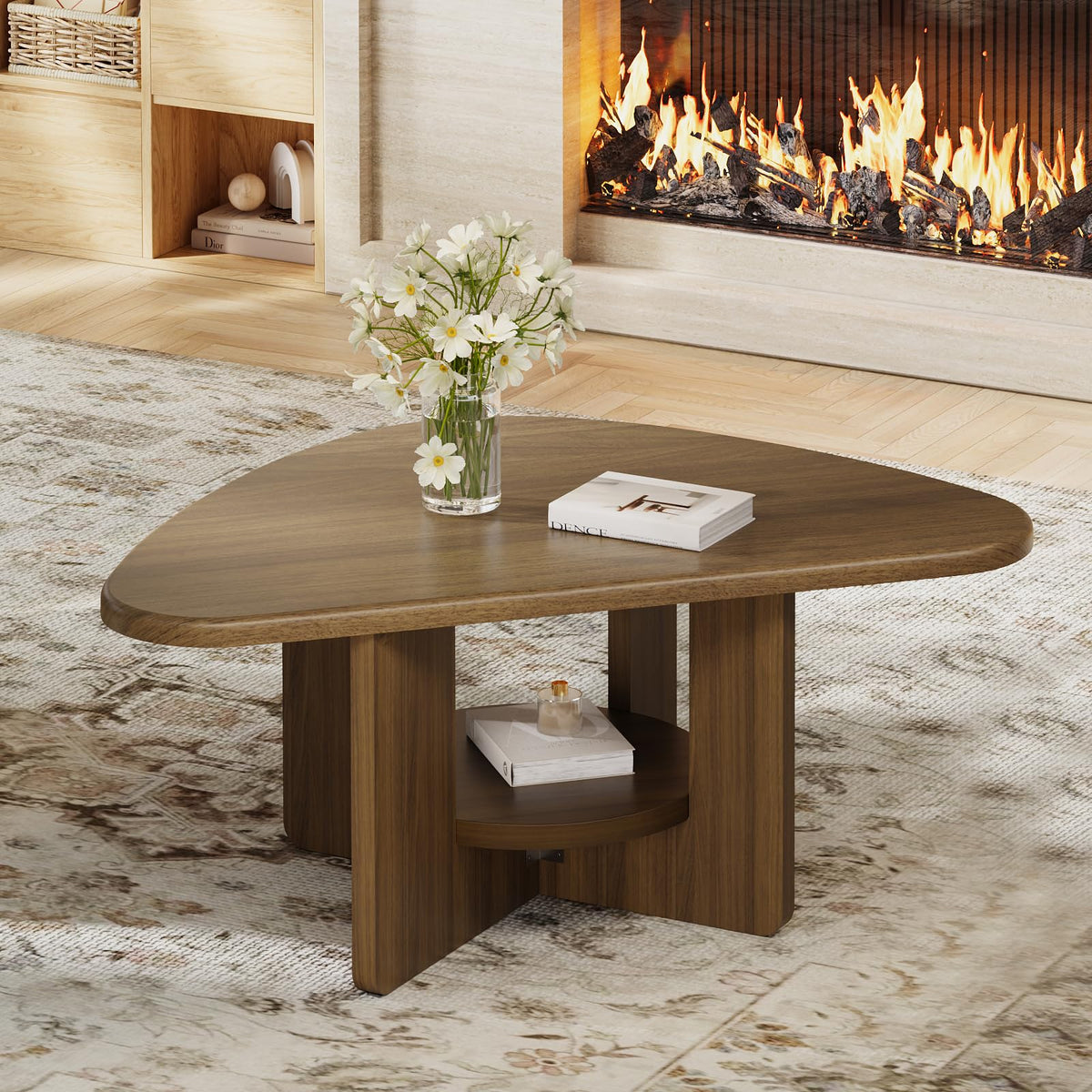 EXPERLAM 35.8" Mid Century Modern Coffee Table for Living Room, Walnut
