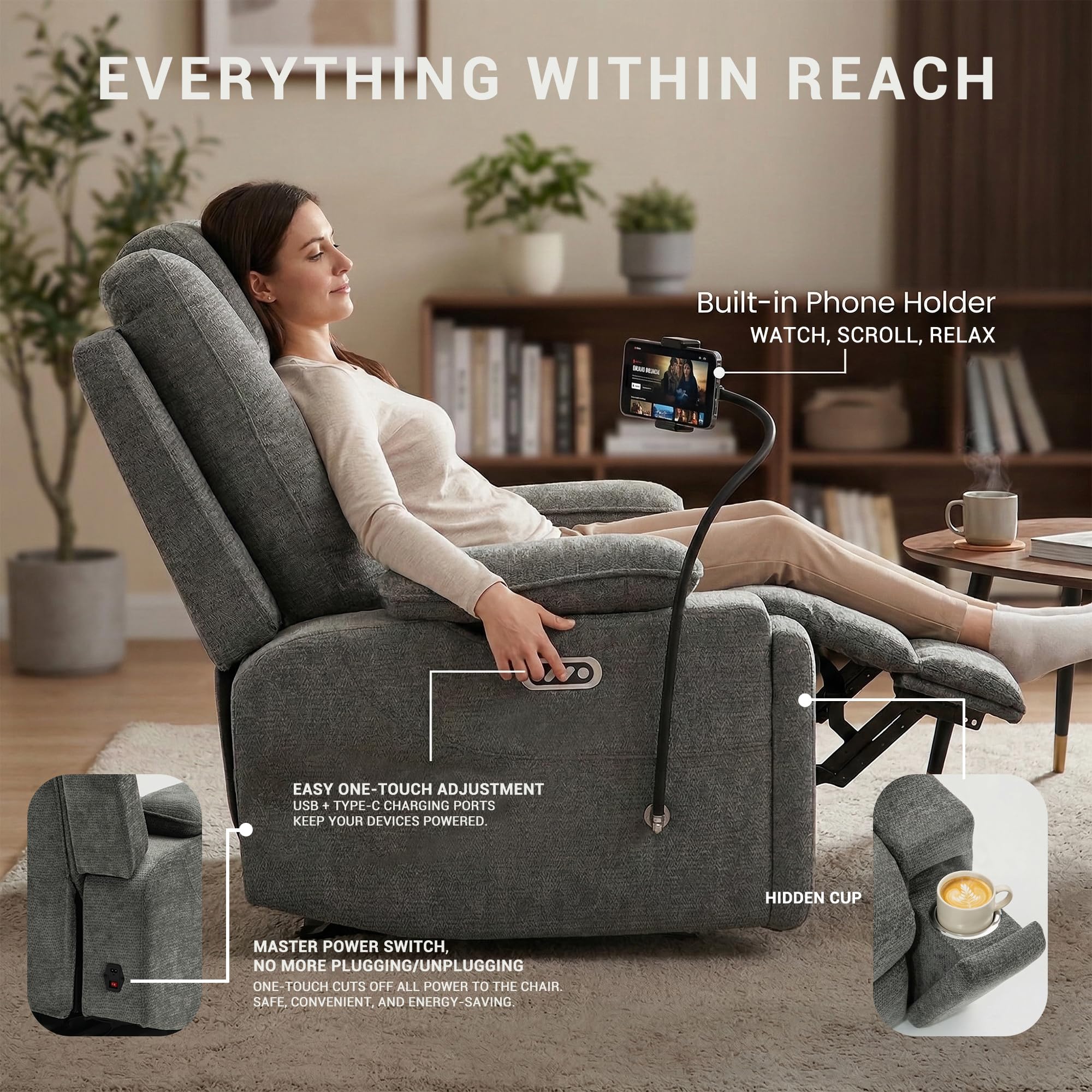 L-Shape Power Lift Recliner Chair with Massage & Heat