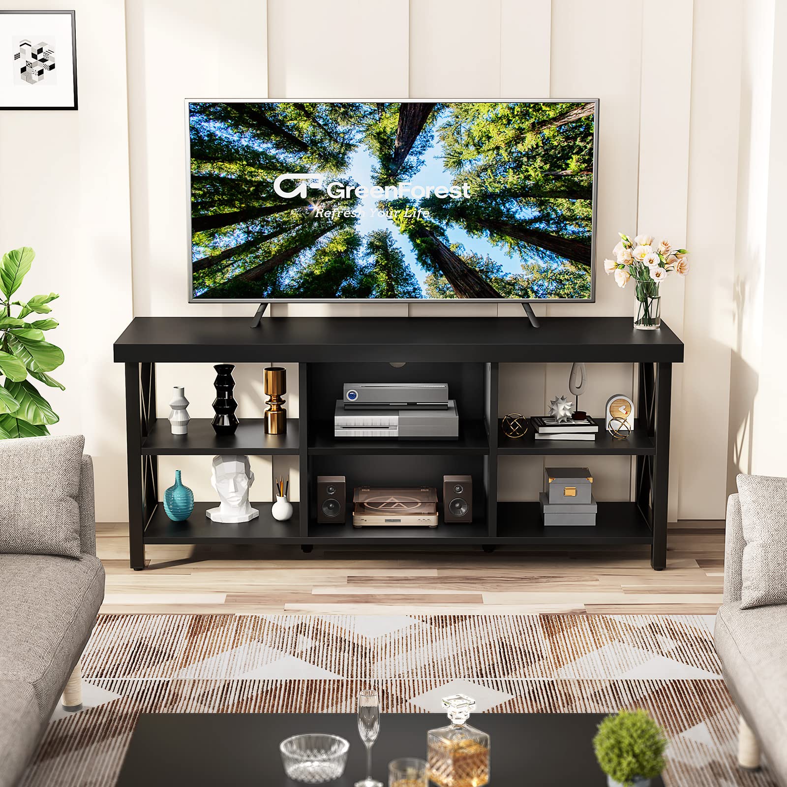 55" TV Stand with 6 Storage Compartments