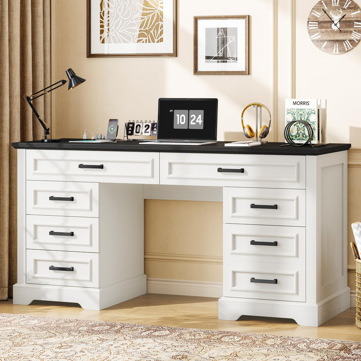 Farmhouse Desk with Charging Station