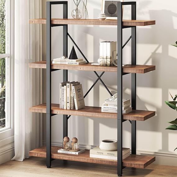 6-Tier Solid Wood Bookshelf