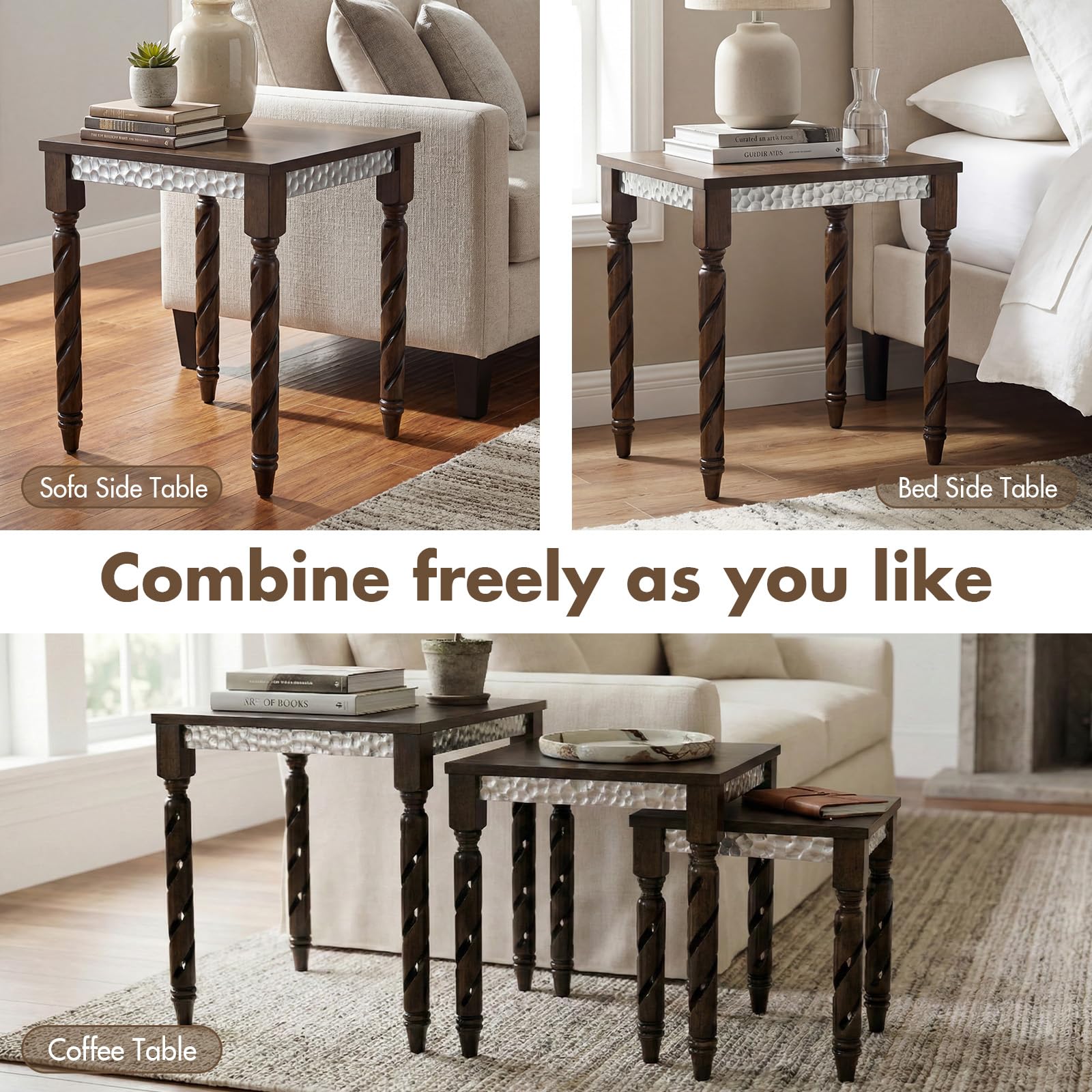 Mid-Century Modern Nesting Side Tables Set of 3