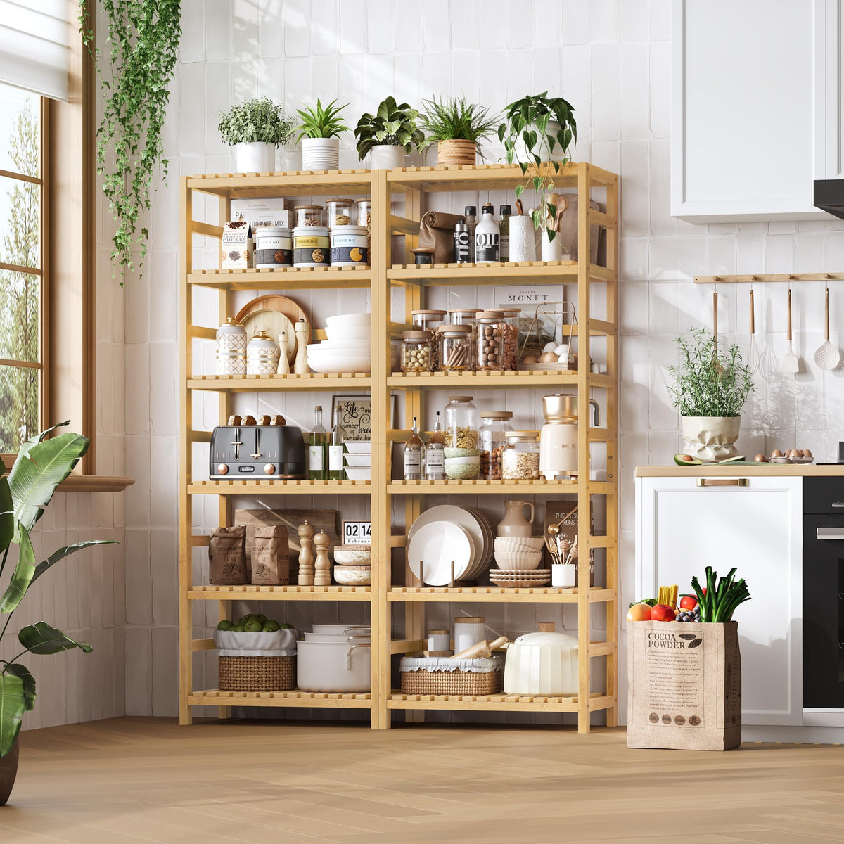 6-Tier Adjustable Bamboo Shelf