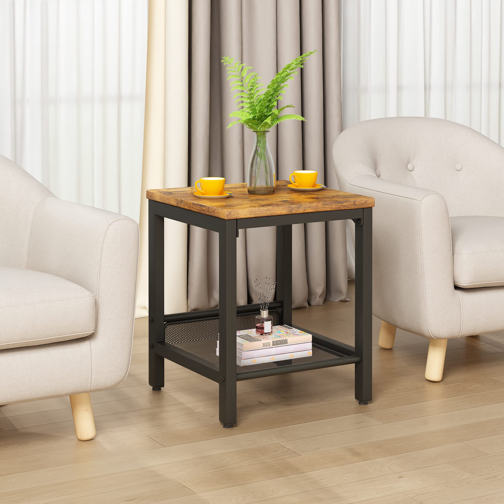 3-Piece Coffee & End Table Set with Metal Frame