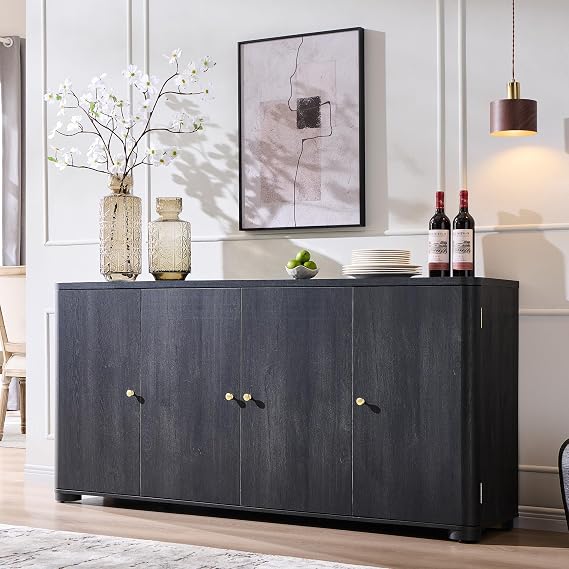 White Curved Buffet Cabinet