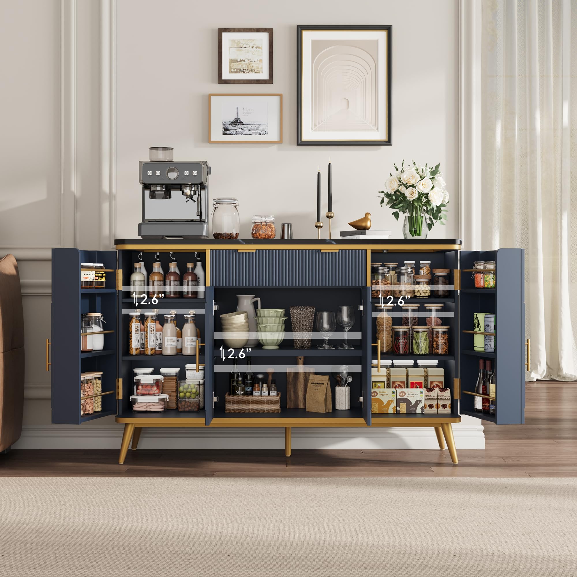 Fluted Buffet Cabinet with Storage