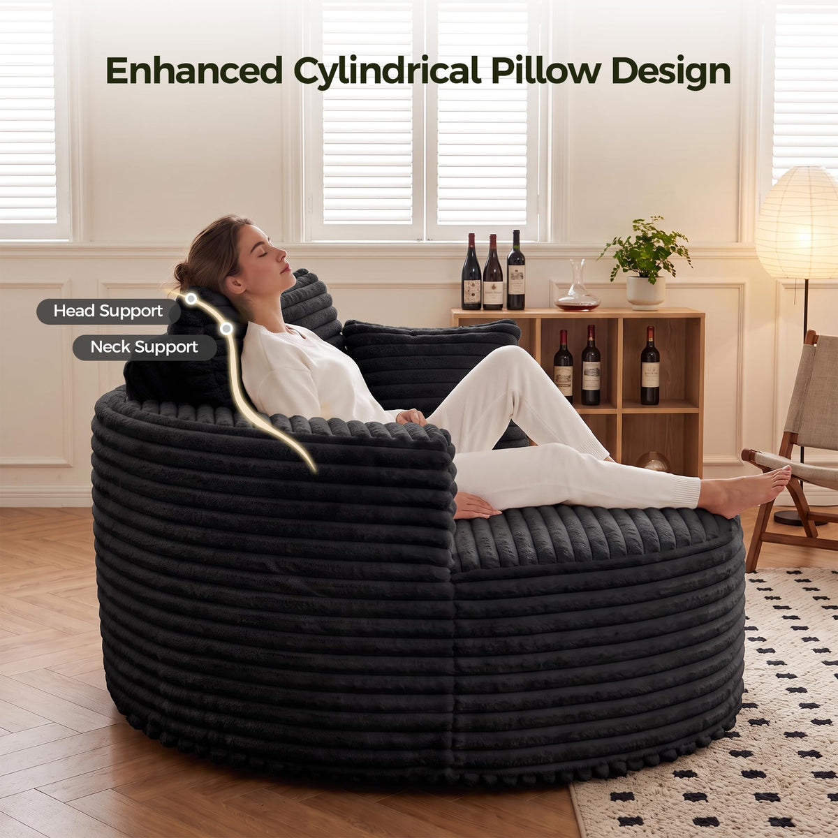 Round Corduroy Lounge Chair